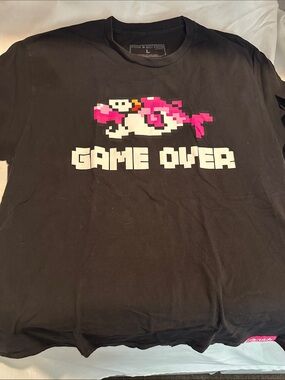“Pink+Dolphin Clothing”Black Tee with Pink & White Pixel Dolphin Graphic!